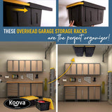 KOOVA 3 in. W x 2 in. H x 26 in. D Two Bin Rack Adjustable Height Overhead Garage Ceiling Mounted Storage Unit Black