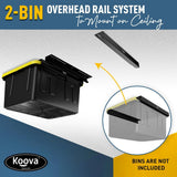 KOOVA 3 in. W x 2 in. H x 26 in. D Two Bin Rack Adjustable Height Overhead Garage Ceiling Mounted Storage Unit Black