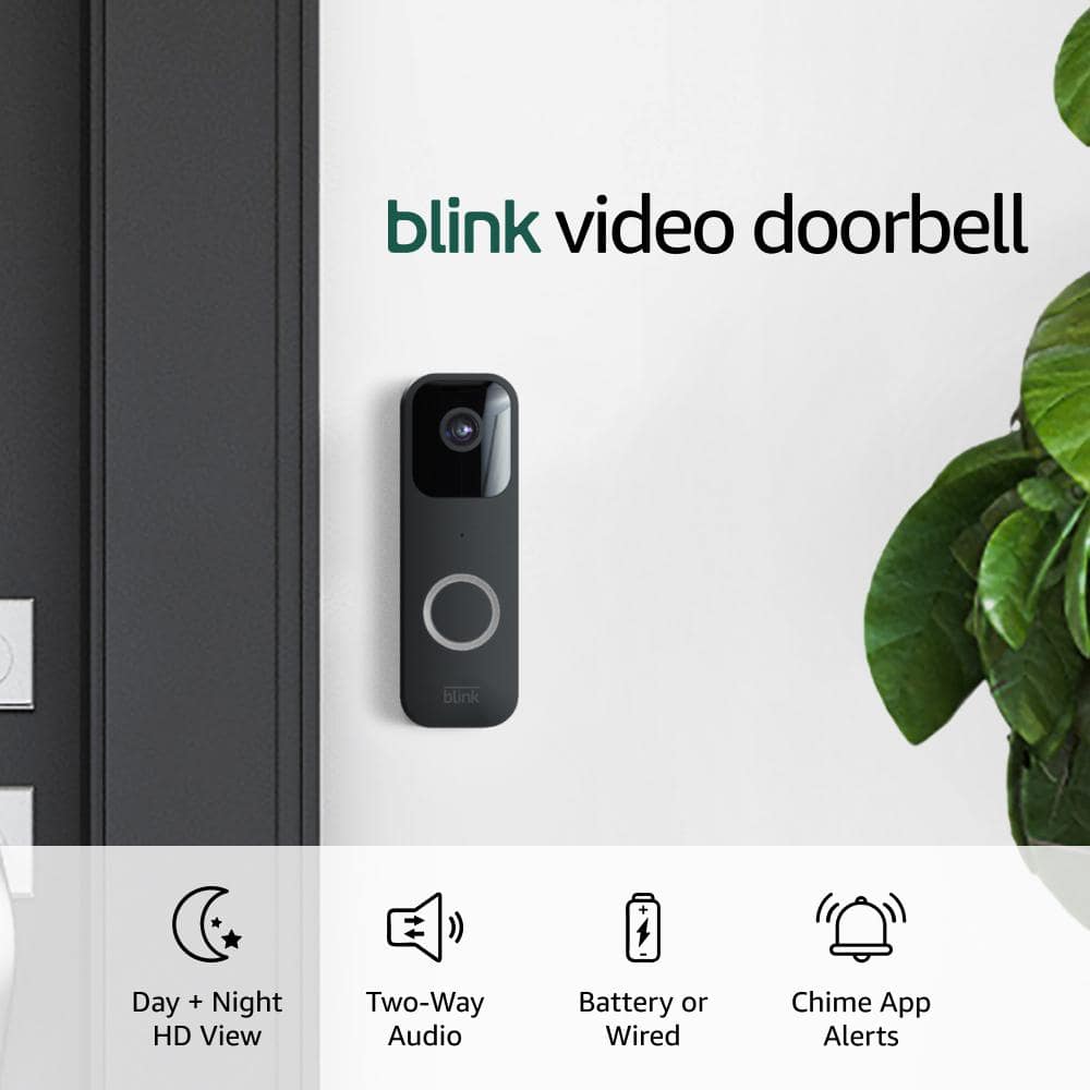 Blink Battery or Wired - Smart Wi-Fi HD Video Doorbell Camera in Black
