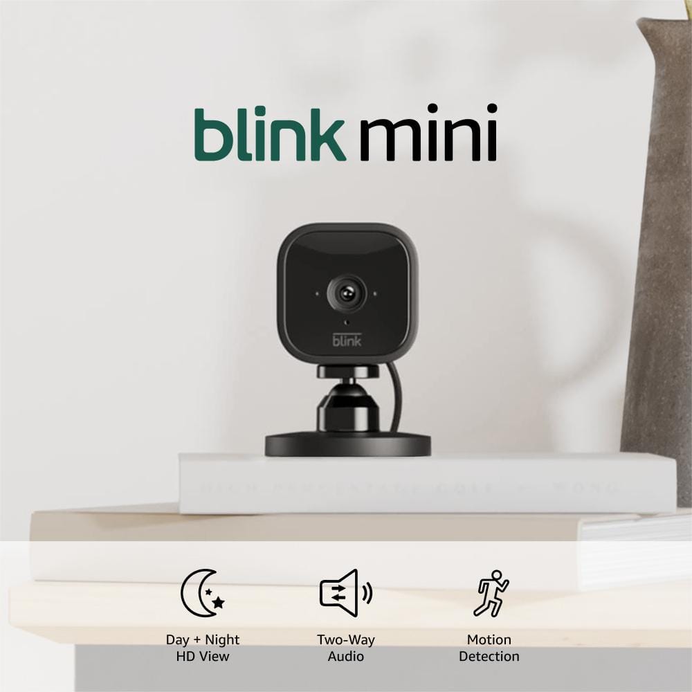 Blink Mini Indoor Wired 1080p Wi-Fi Security Camera in Black