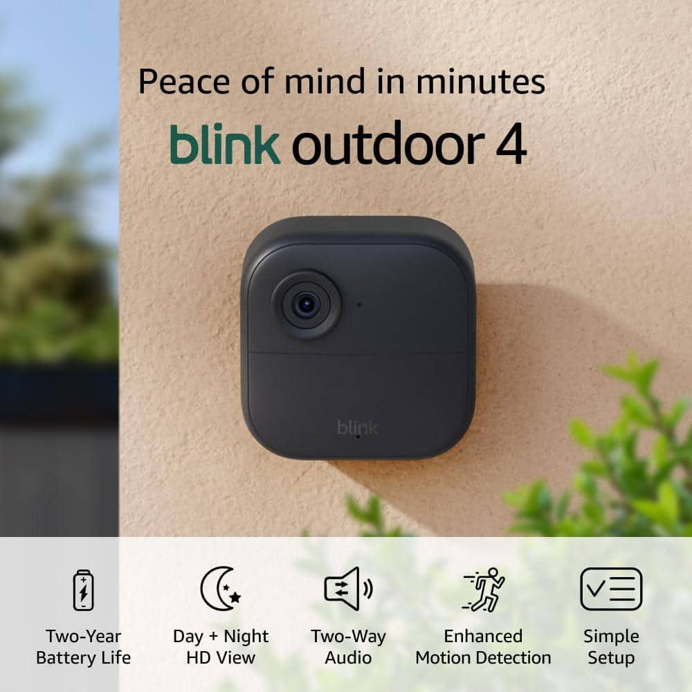 Blink Outdoor 4 (4th Gen) Wireless Outdoor Smart Home Security Camera System with 1 Camera, up to 2-Year Battery Life (Black)