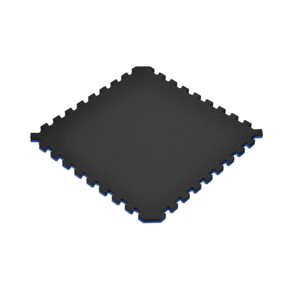 Norsk Black/Blue 24 in. x 24 in. x 0.79 in. Foam Interlocking Reversible Floor Mat (4-Pack)