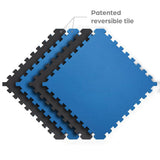 Norsk Black/Blue 24 in. x 24 in. x 0.79 in. Foam Interlocking Reversible Floor Mat (4-Pack)
