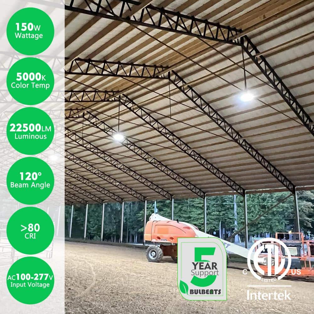 bulbeats 12Pack of 150W LED High Bay Light 22500LM High Bay LED Shop Lights AC100-277V Commercial Bay Lighting for Warehouse