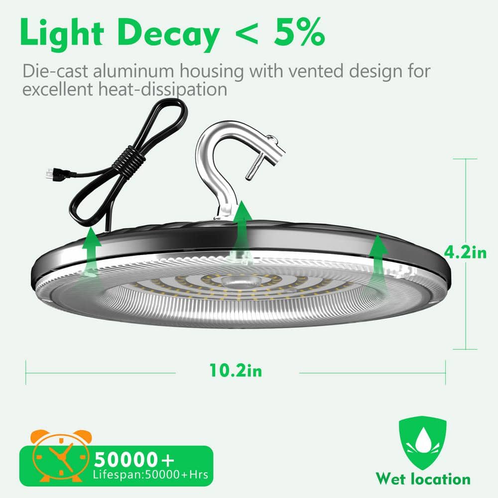 bulbeats 12Pack of 150W LED High Bay Light 22500LM High Bay LED Shop Lights AC100-277V Commercial Bay Lighting for Warehouse