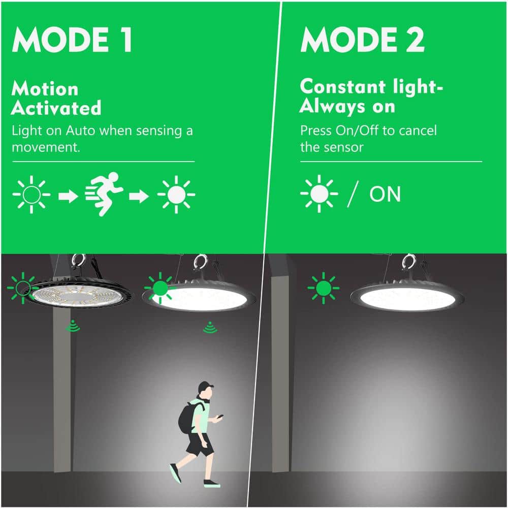 bulbeats 6Pack 150W LED High Bay Light With Motion Sensor AC100-277V UFO LED Lights 37500LM 5000K LED High Bay Shop Light