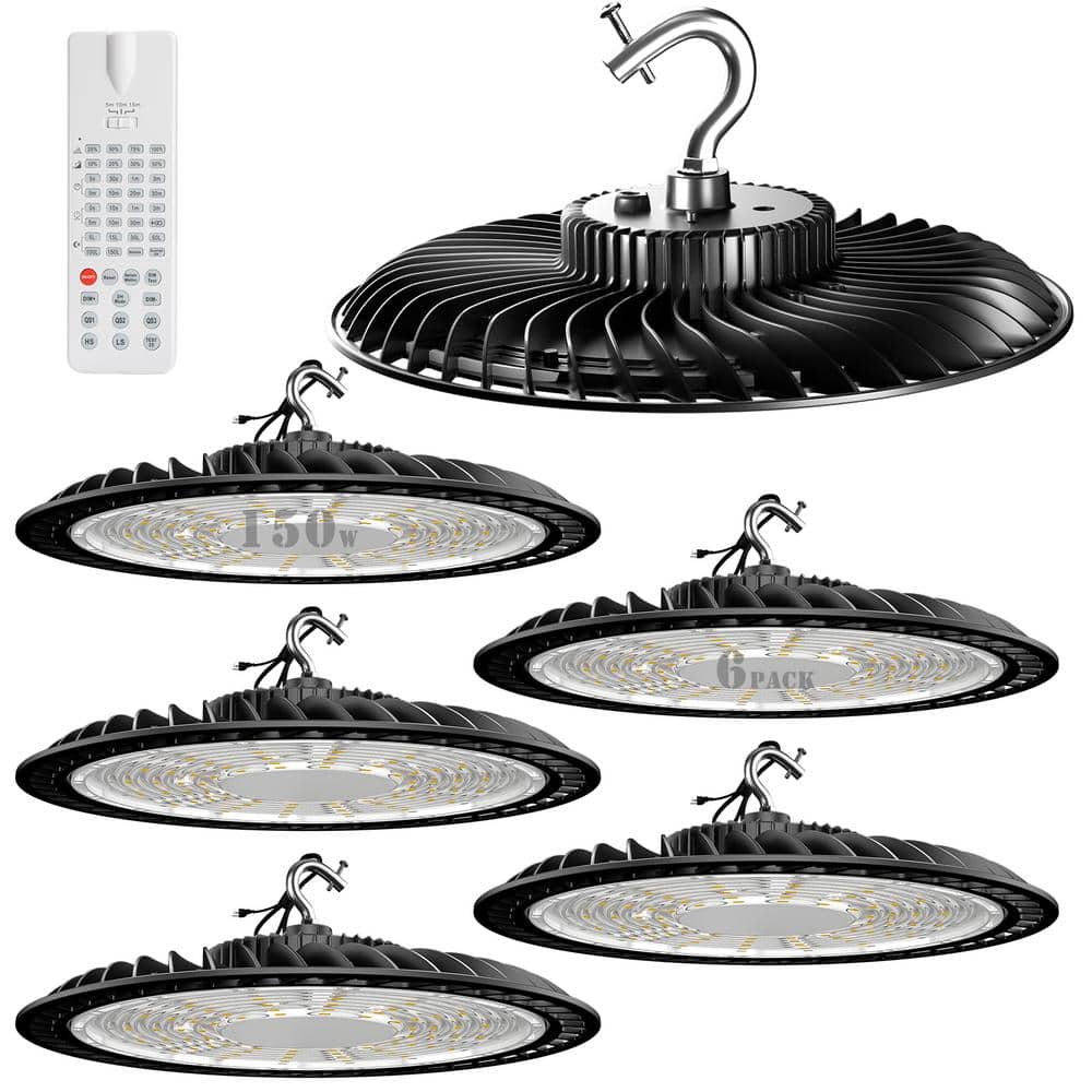 bulbeats 6Pack 150W LED High Bay Light With Motion Sensor AC100-277V UFO LED Lights 37500LM 5000K LED High Bay Shop Light