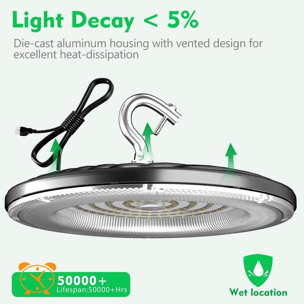 bulbeats 8Pack of 200W LED High Bay Light 30000LM High Bay LED Shop Lights AC100-277V Commercial Bay Lighting for Warehouse