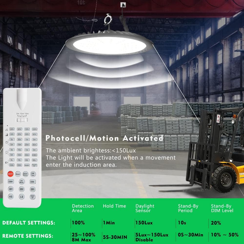 bulbeats 6Pack 250W LED High Bay Light with Motion Sensor 37500LM High Bay LED Shop Light, AC100-277V UFO LED Lights