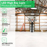 bulbeats 6Pack 250W LED High Bay Light with Motion Sensor 37500LM High Bay LED Shop Light, AC100-277V UFO LED Lights