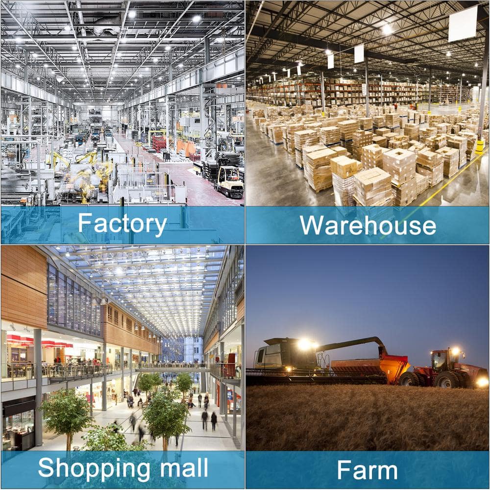 bulbeats 400-Watt LED High Bay Light 60000LM High Bay LED Shop Lights AC100-277V Commercial Bay Lighting for Warehouse (4-Pack)