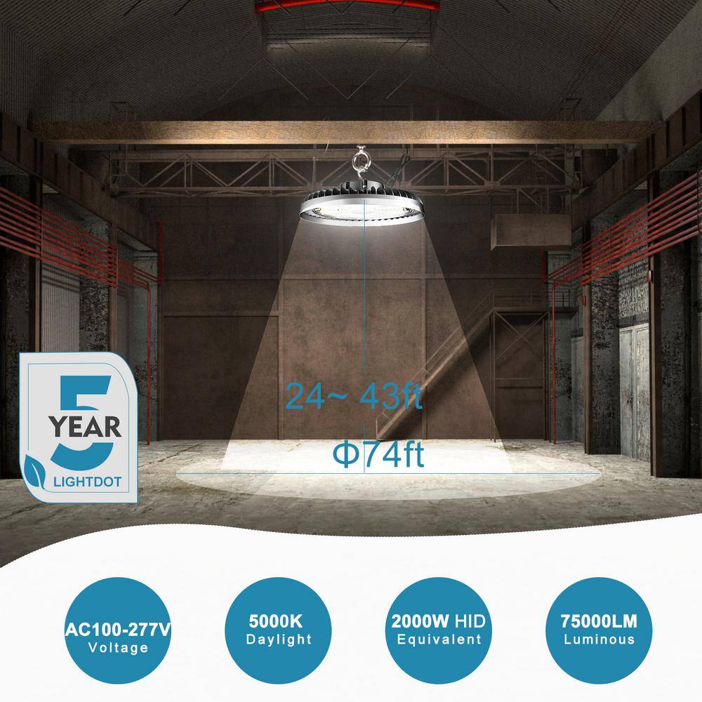 bulbeats 4Pack 500W LED High Bay Light 75000LM High Bay LED Shop Lights AC100-277V Commercial Bay Lighting for Warehouse