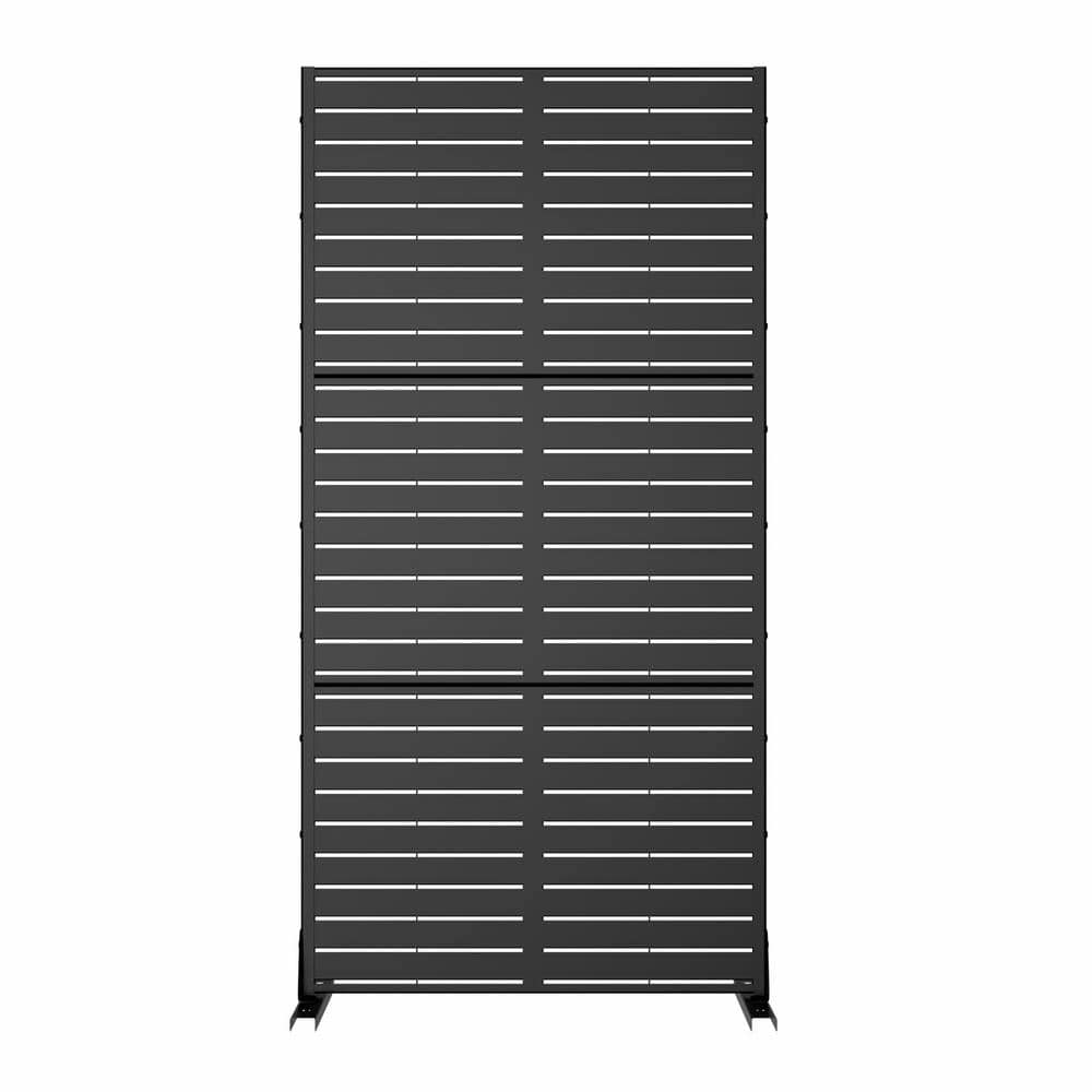 Cadeninc 3.92 x 6 ft Black Freestanding Metal Privacy Screen Fence Panels
