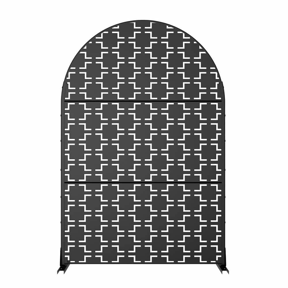 cadeninc 3.92 ft. x 6 ft. Arched Metal Privacy Screen Fence Panel, Black