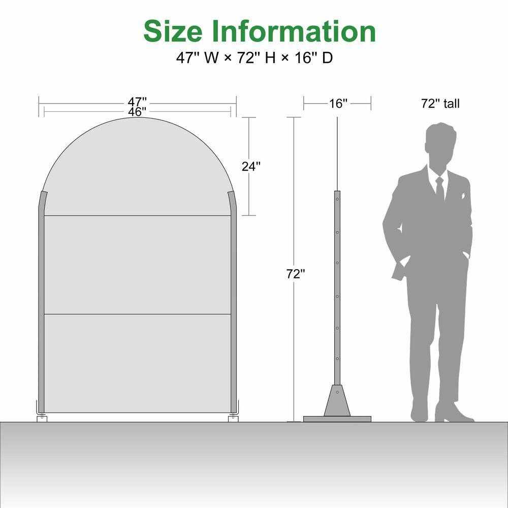 cadeninc 3.92 ft. x 6 ft. Arched Metal Privacy Screen Fence Panel, Black