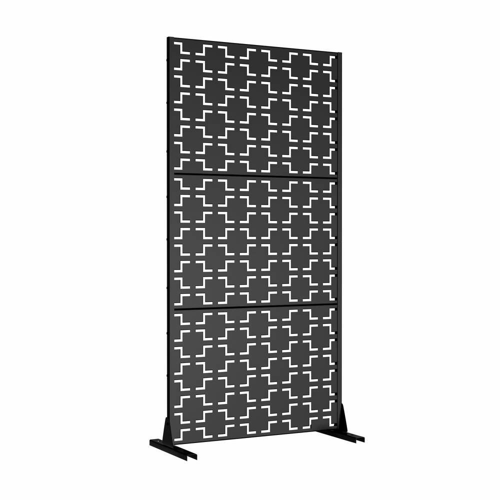 cadeninc Outdoor & Indoor Metal Privacy Screen - 2.92 ft x 6 ft, Black
