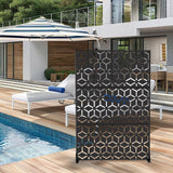 Cadeninc Metal Privacy Screen, 3.92 ft. x 6 ft., Freestanding Fence Panels, Black