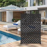 cadeninc 3.92 ft. x 6 ft. Freestanding Metal Privacy Screen in Black