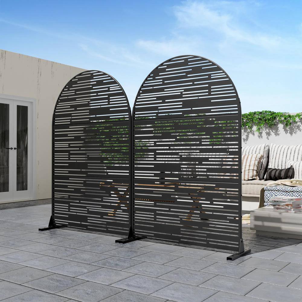 cadeninc 3.92 ft. x 6 ft. Arched Metal Privacy Screen, Black