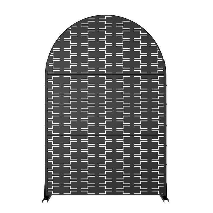 cadeninc Outdoor and Indoor Freestanding Arched Metal Privacy Screen, 3.92 ft. x 6 ft., Black