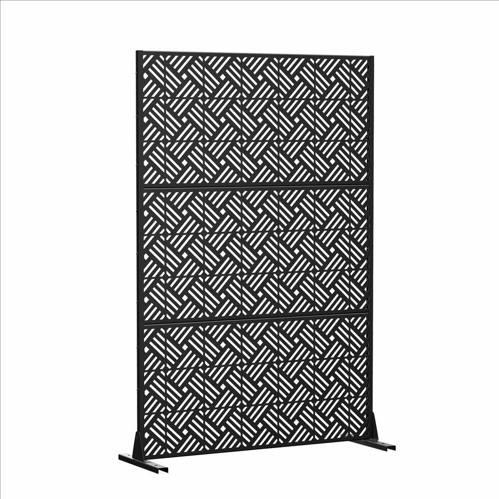 Cadeninc 3.92 ft x 6 ft Black Metal Privacy Screen Fence Panels