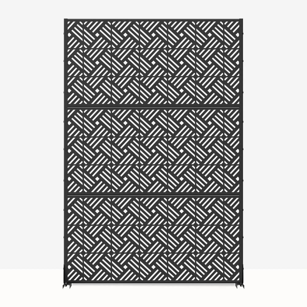 Cadeninc 3.92 ft x 6 ft Black Metal Privacy Screen Fence Panels