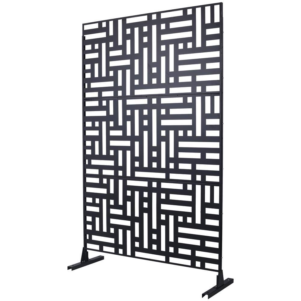 cadeninc 4 ft. x 6.33 ft. Black Steel Privacy Screen Fence Panels
