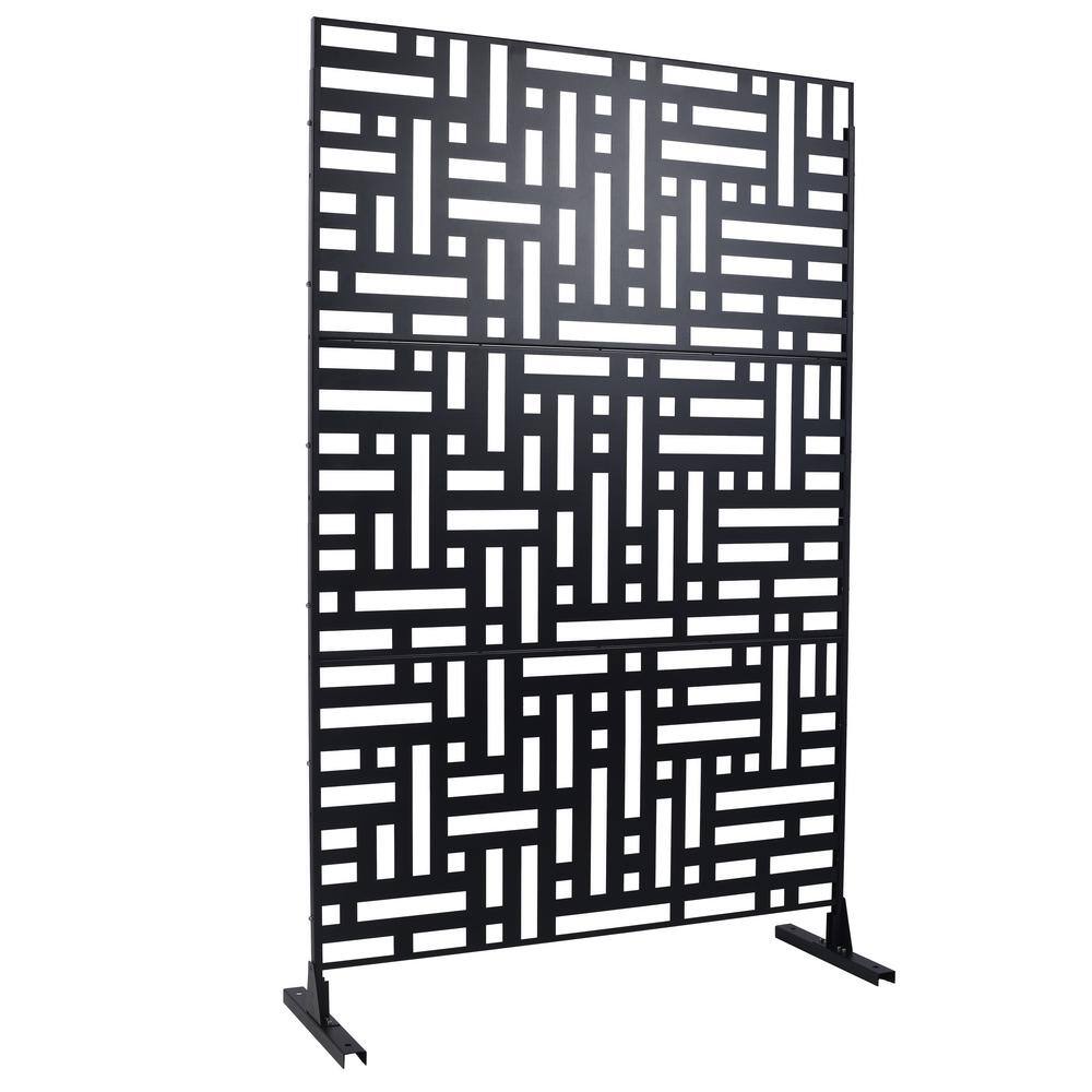 cadeninc 4 ft. x 6.33 ft. Black Steel Privacy Screen Fence Panels