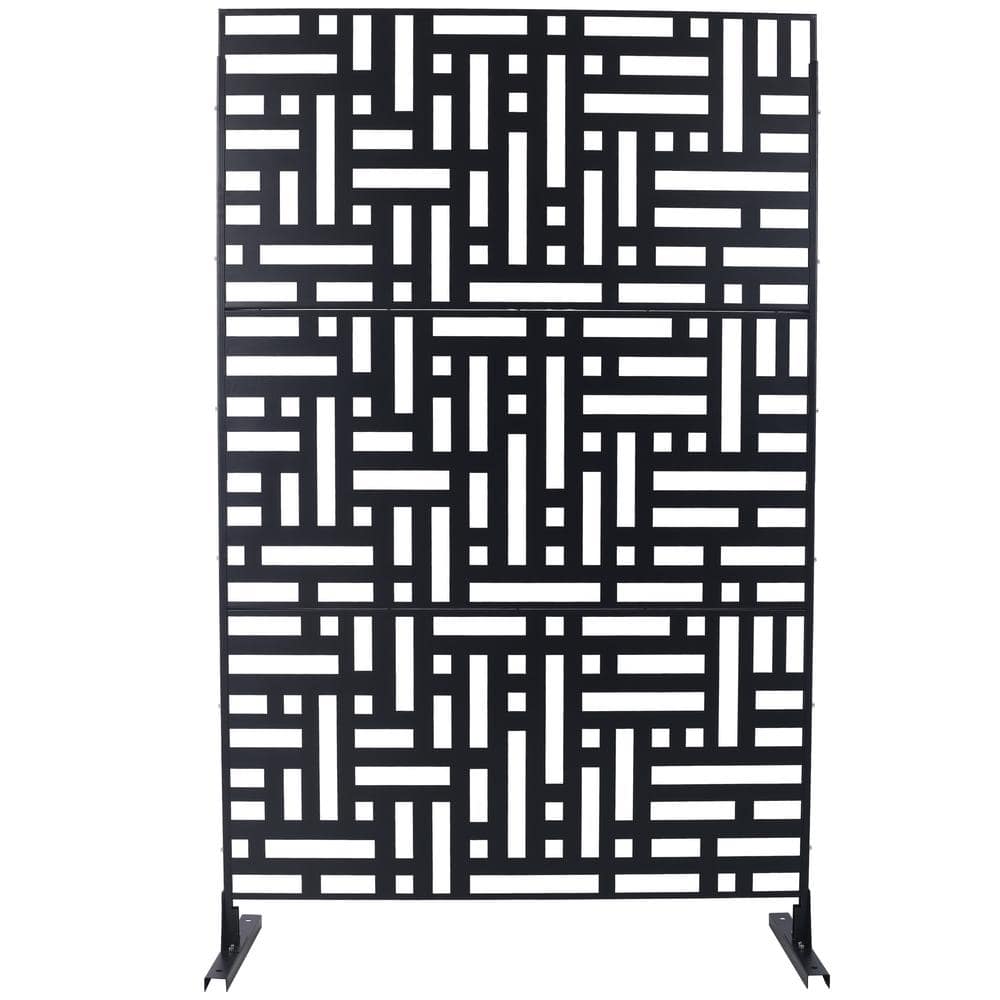 cadeninc 4 ft. x 6.33 ft. Black Steel Privacy Screen Fence Panels