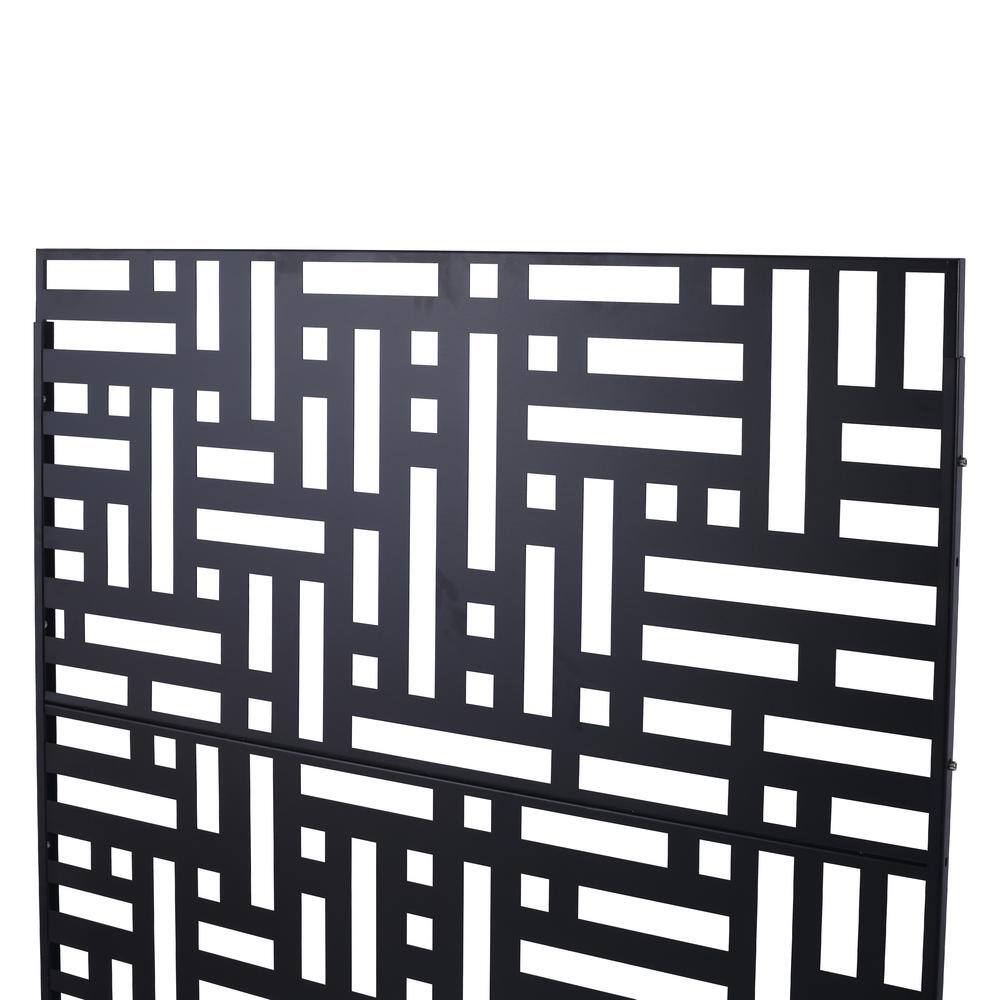 cadeninc 4 ft. x 6.33 ft. Black Steel Privacy Screen Fence Panels