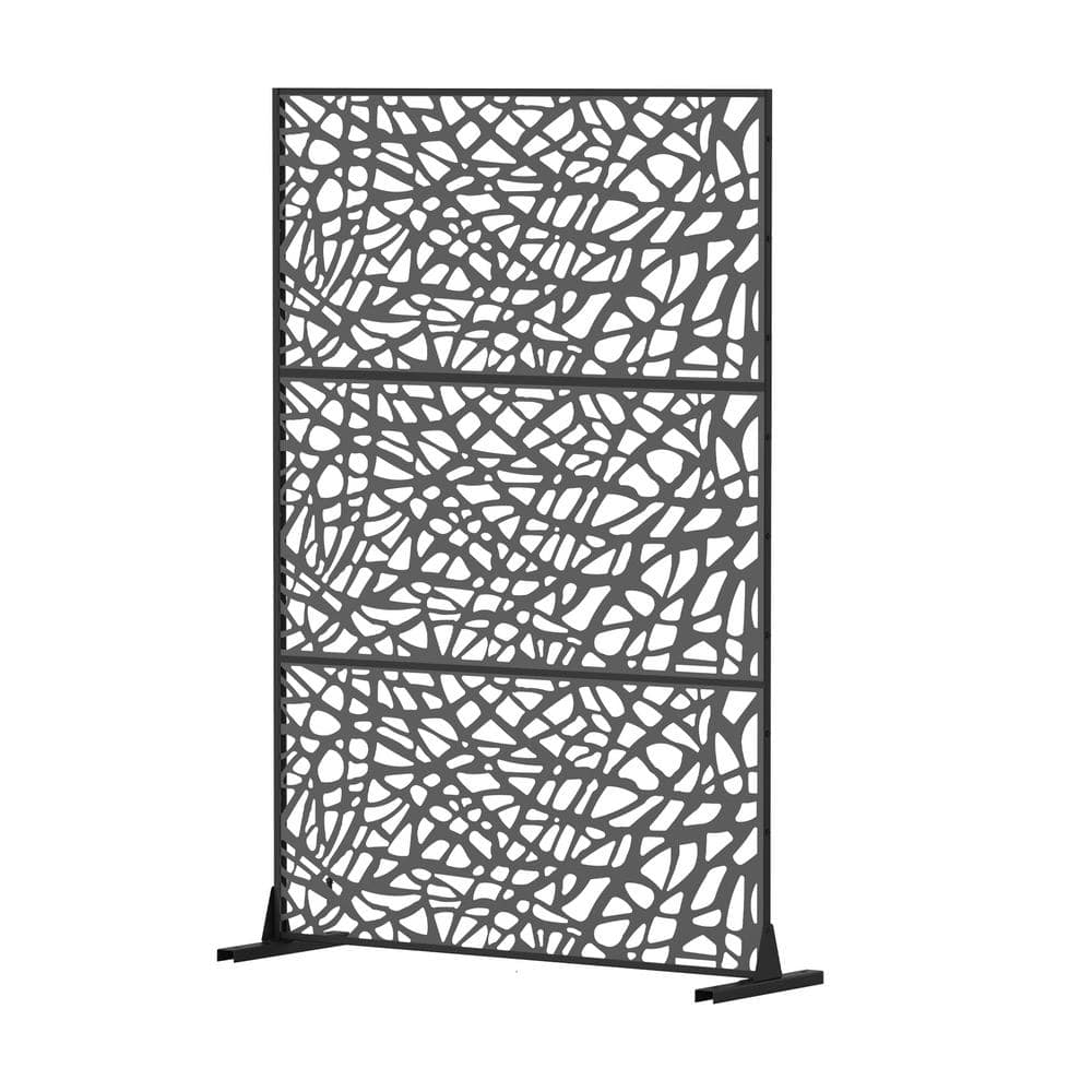 cadeninc Freestanding Black Metal Privacy Screen 3.98 ft x 5.89 ft