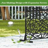 cadeninc Freestanding Steel Privacy Screen Fence Panels - 4.03 ft x 5.9 ft - Black