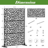 cadeninc Freestanding Steel Privacy Screen Fence Panels - 4.03 ft x 5.9 ft - Black