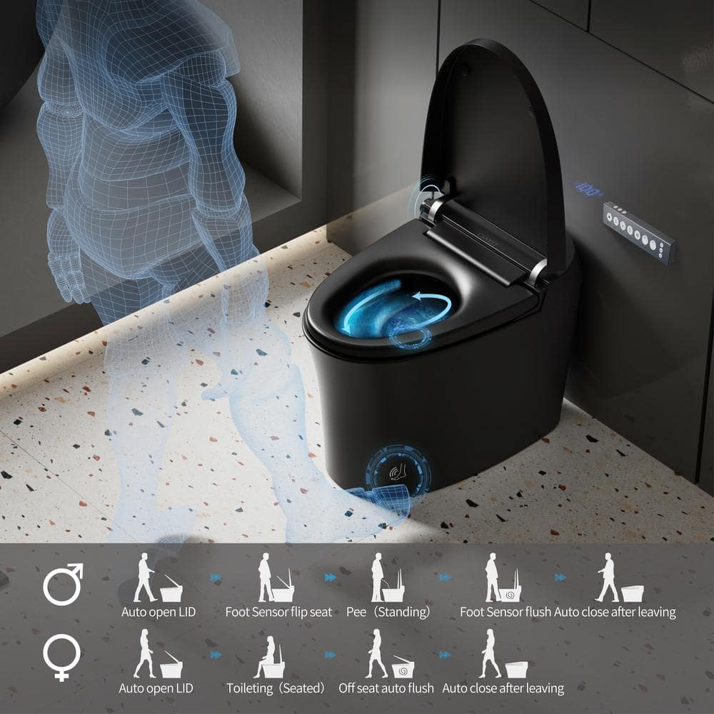 Casta Diva Elongated Bidet Toilet 1.08/1.45 GPF in Black with Heated Seat and Warm Water Bidet