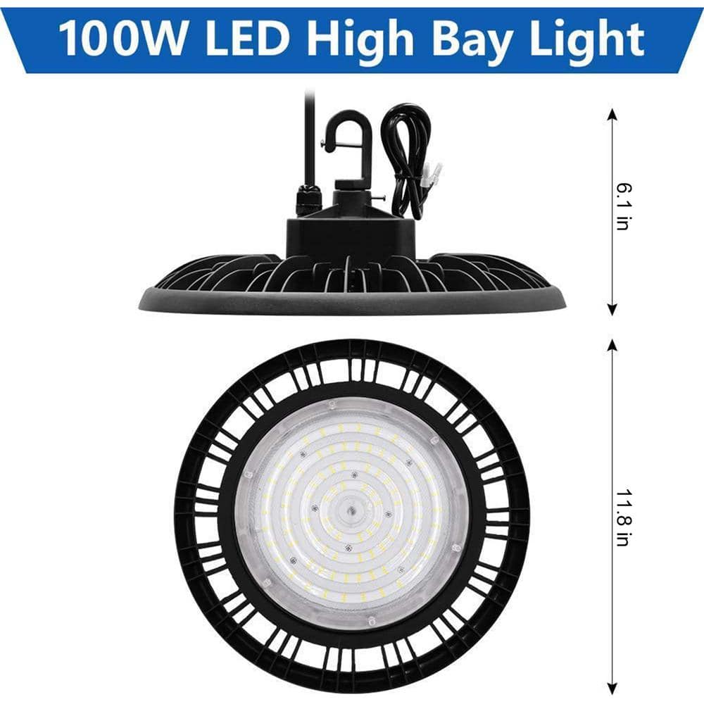 Cedar Hill UFO 1ft 300-Watt Equivalent Integrated LED Non Dimmable Black High Bay Light, 5000K, (1 Pack)