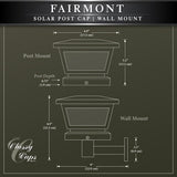 CLASSY CAPS 5 in. x 5 in./ 4 in. x 4 in. Black ABS Outdoor Fairmont Solar Post Cap (2-Pack)