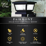 CLASSY CAPS 5 in. x 5 in./ 4 in. x 4 in. Black ABS Outdoor Fairmont Solar Post Cap (2-Pack)