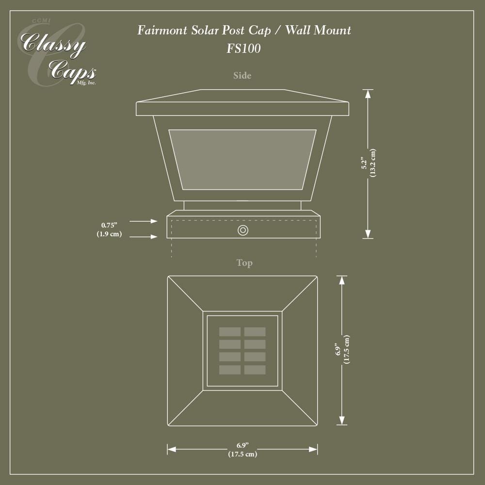 CLASSY CAPS 5 in. x 5 in./ 4 in. x 4 in. Black ABS Outdoor Fairmont Solar Post Cap (2-Pack)