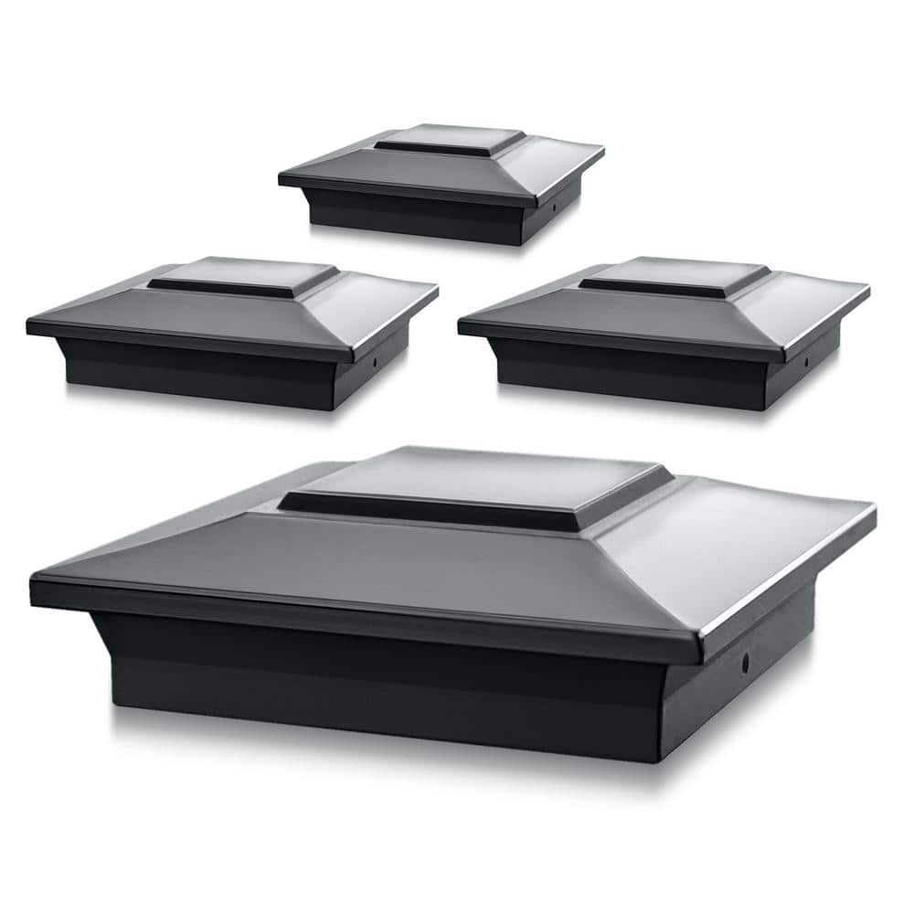 CLASSY CAPS 6 in. x 6 in. Black Aluminum Fence Post Cap (4-Pack)