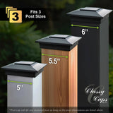 CLASSY CAPS 6 in. x 6 in. Black Aluminum Fence Post Cap (4-Pack)