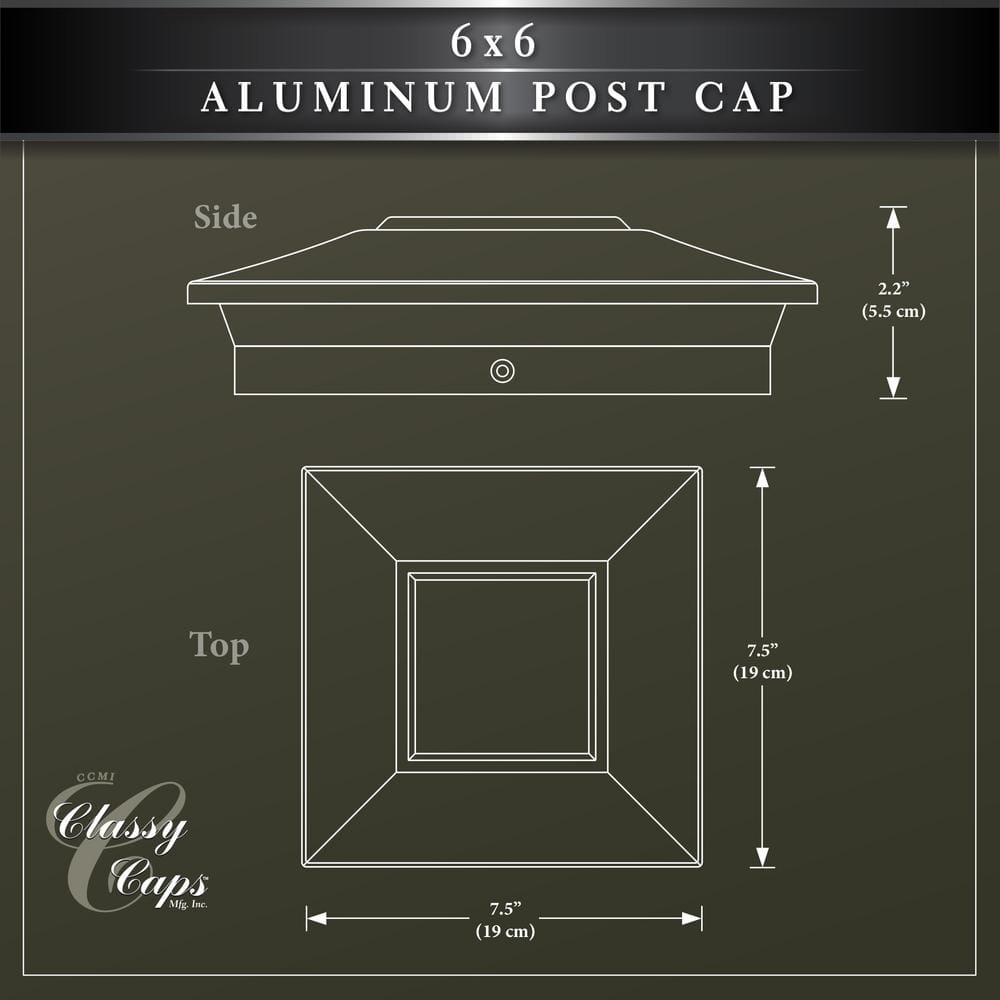 CLASSY CAPS 6 in. x 6 in. Black Aluminum Fence Post Cap (4-Pack)