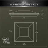 CLASSY CAPS 6 in. x 6 in. Black Aluminum Fence Post Cap (4-Pack)