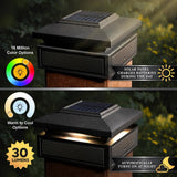 CLASSY CAPS Lumineer 4 in. x 4 in. Black Cast Aluminum Smart Solar Post Cap