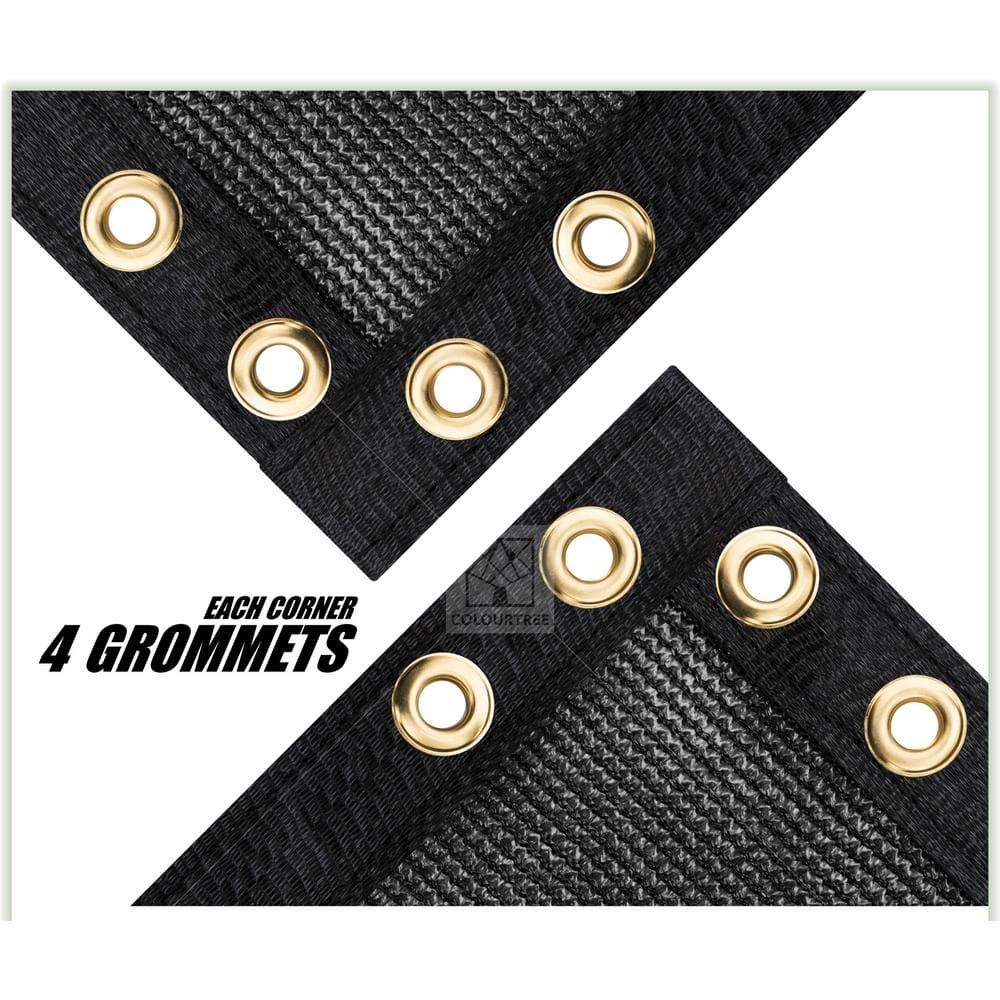 COLOURTREE 5 ft. x 5 ft. Black Privacy Fence Screen HDPE Mesh Windscreen with Reinforced Grommets for Garden Fence (Custom Size)