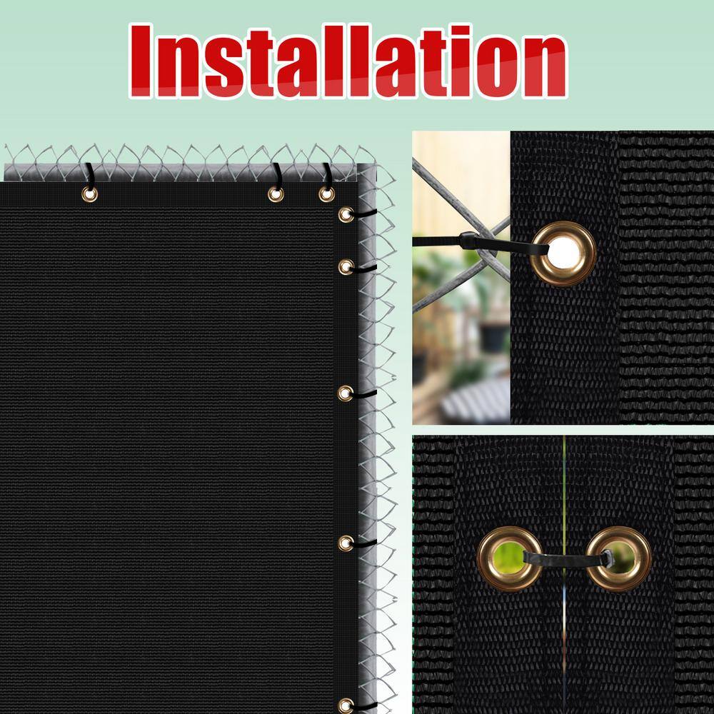 COLOURTREE 8 ft. x 182 ft. Black Privacy Fence Screen HDPE Mesh Windscreen with Reinforced Grommets for Garden Fence (Custom Size)