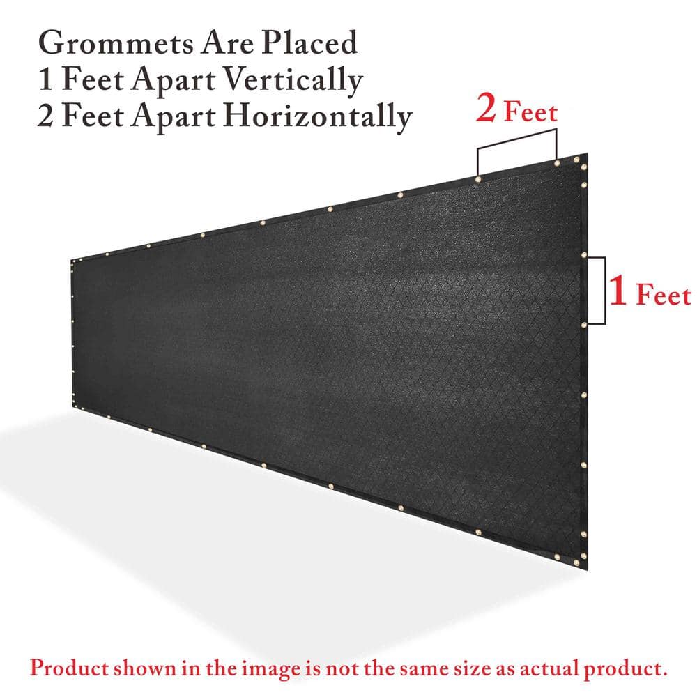 COLOURTREE 4 ft. x 10 ft. Black Privacy Fence Screen Mesh Fabric Cover Windscreen with Reinforced Grommets for Garden Fence
