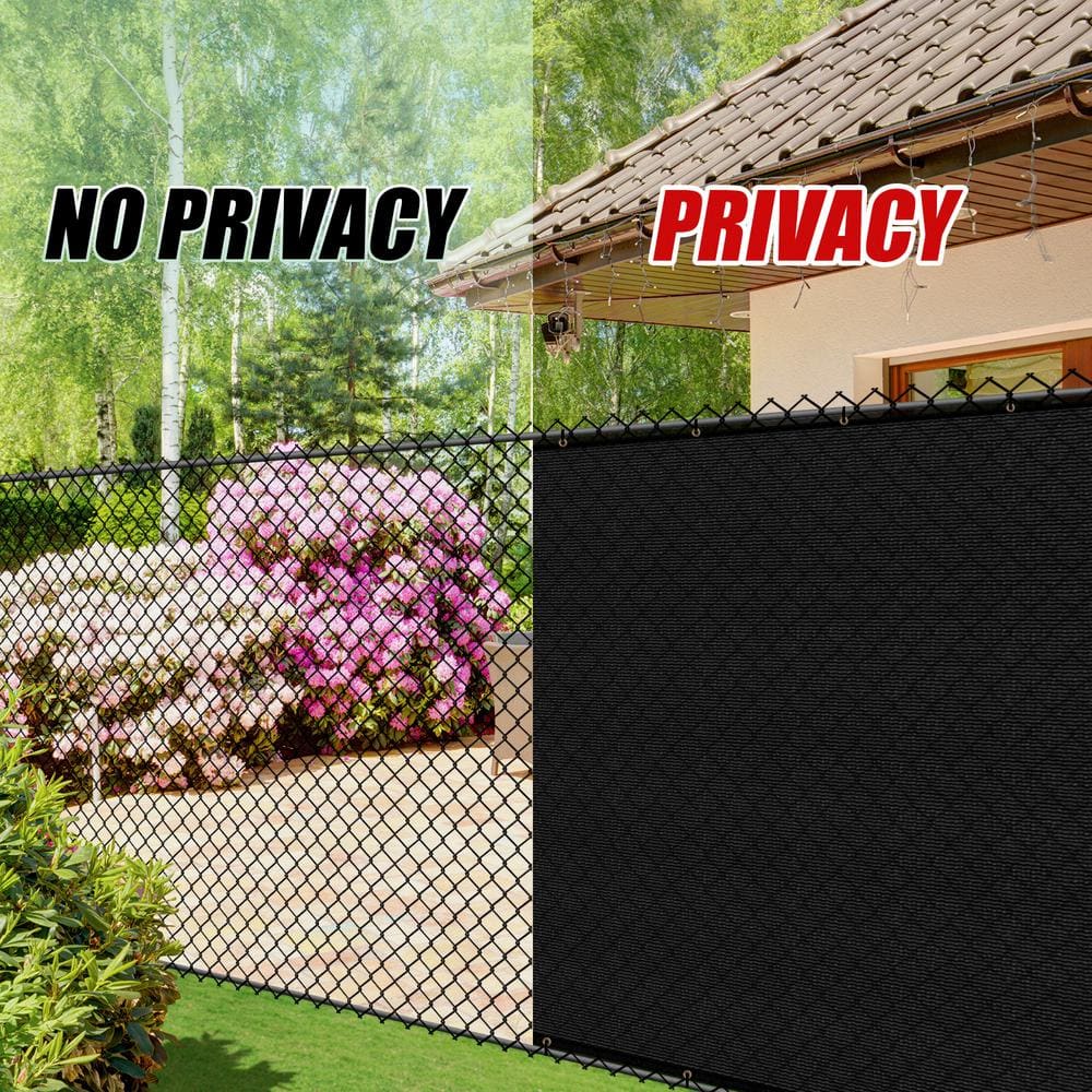 COLOURTREE 4 ft. x 10 ft. Black Privacy Fence Screen Mesh Fabric Cover Windscreen with Reinforced Grommets for Garden Fence