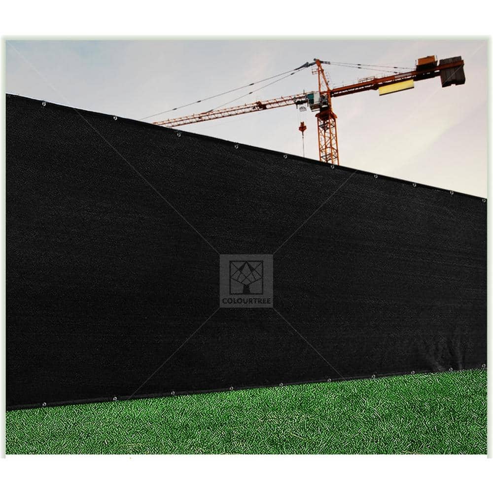 COLOURTREE 4 ft. x 10 ft. Black Privacy Fence Screen Mesh Fabric Cover Windscreen with Reinforced Grommets for Garden Fence