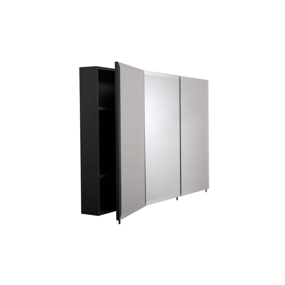 Croydex Easy Hang 48 in. W x 30 in. H Rectangular Black Stainless Steel Surface Mount Medicine Cabinet with Mirror