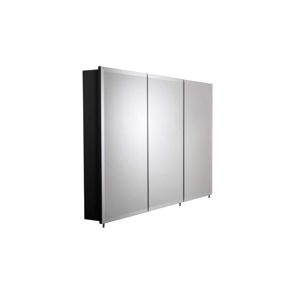 Croydex Easy Hang 48 in. W x 30 in. H Rectangular Black Stainless Steel Surface Mount Medicine Cabinet with Mirror